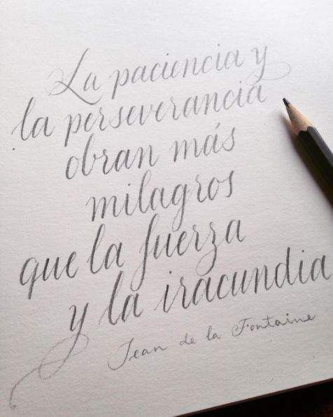 La perserverancia y la paciencia como útiles caligráficos.
